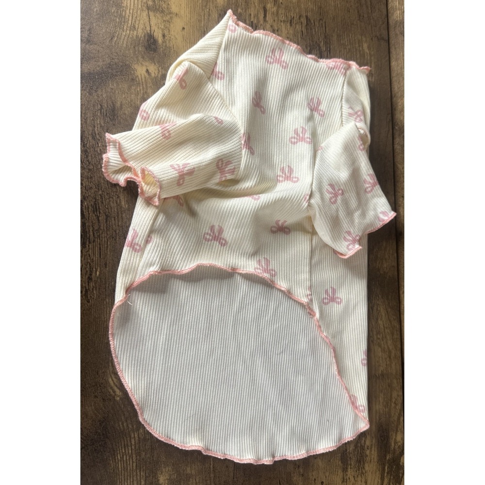 Medium Pet Sweater Dog Pink And Cream with Bows Lady Dog Clothes Fast Shipping